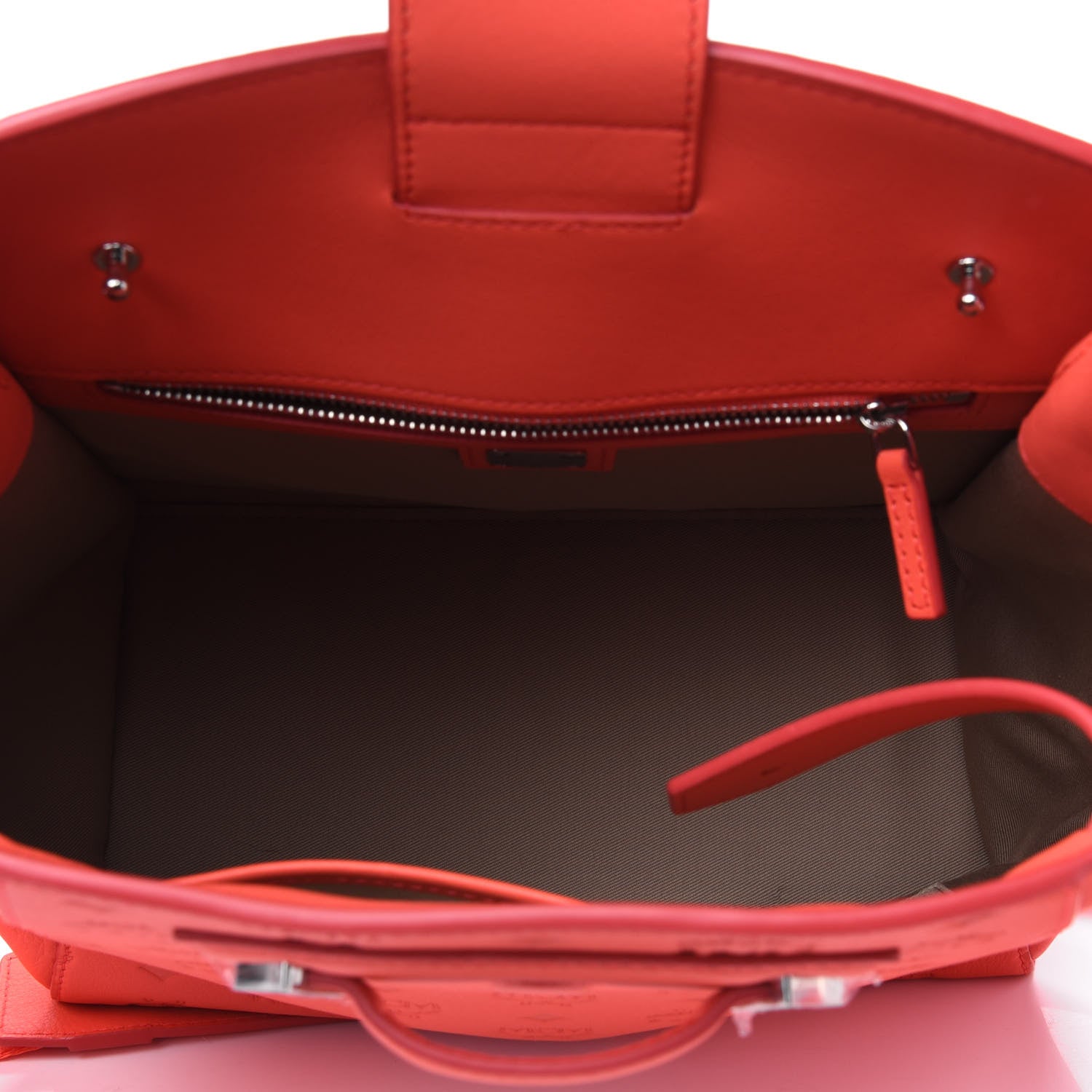 MCM Calfskin Ottomar Monogram Essential Bucket Bag Hot Coral 3 of 4