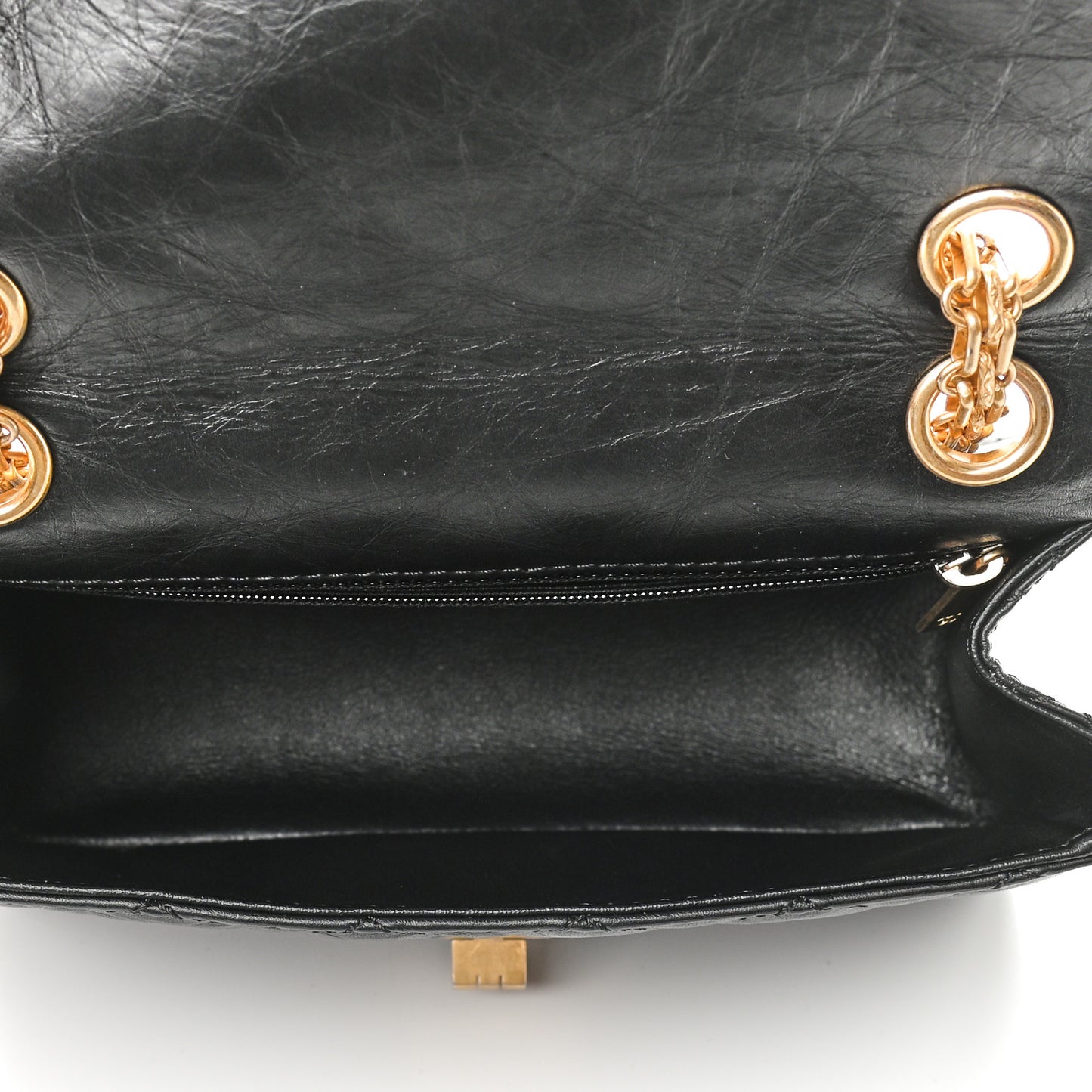 Aged Calfskin Quilted 2.55 Reissue Mini Flap Black