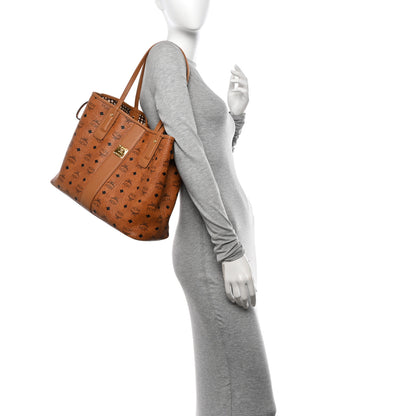 MCM Visetos Medium Liz Reversible Shopper Tote Cognac 2 of 17