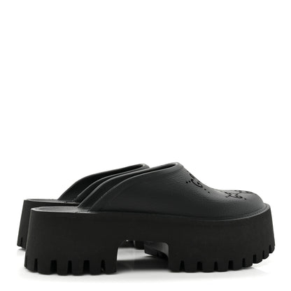 Gucci Rubber GG Monogram Perforated Elea Platform 55mm Lug Sole Sandals 36 Black 4 of 9