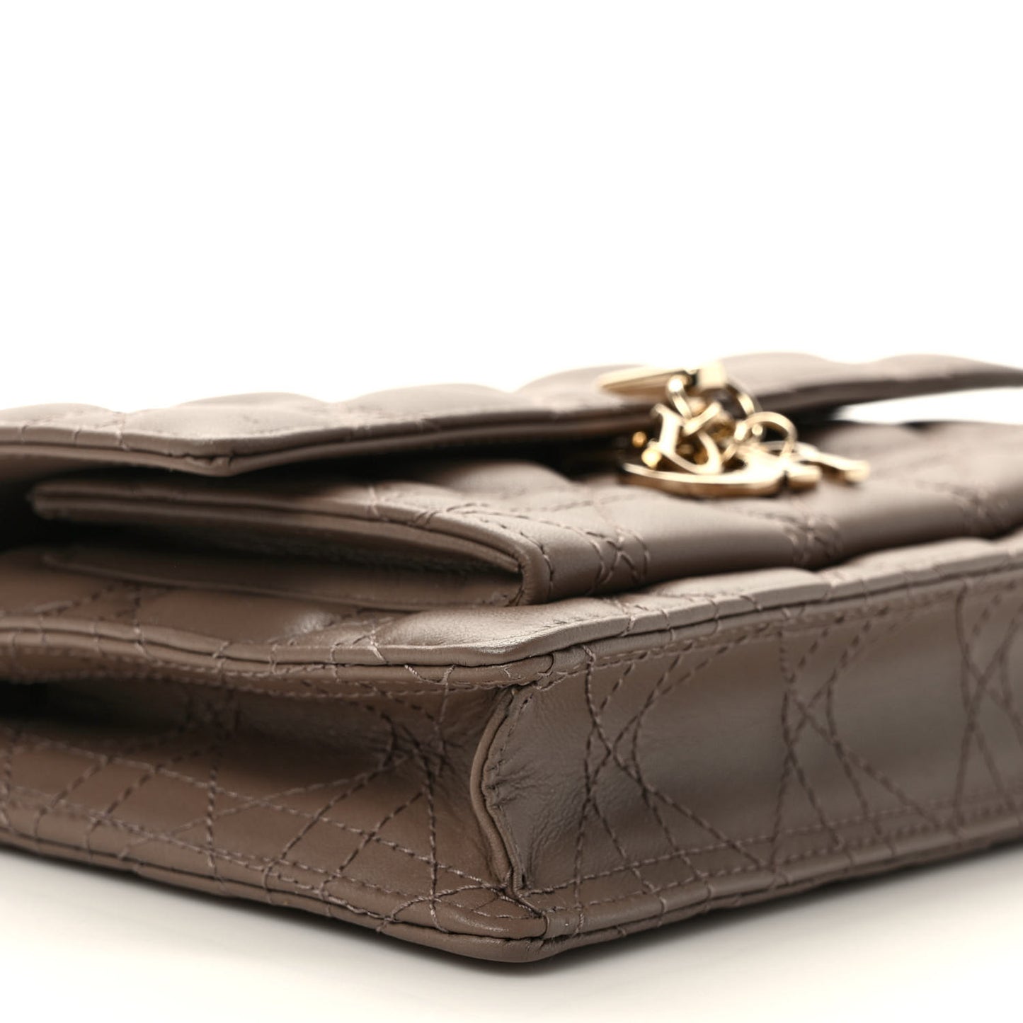 Lambskin Chain Lady Dior Chain Pouch Warm Taupe