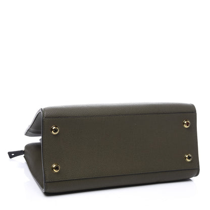 Louis Vuitton Calfskin City Steamer MM Kaki Black 3 of 10