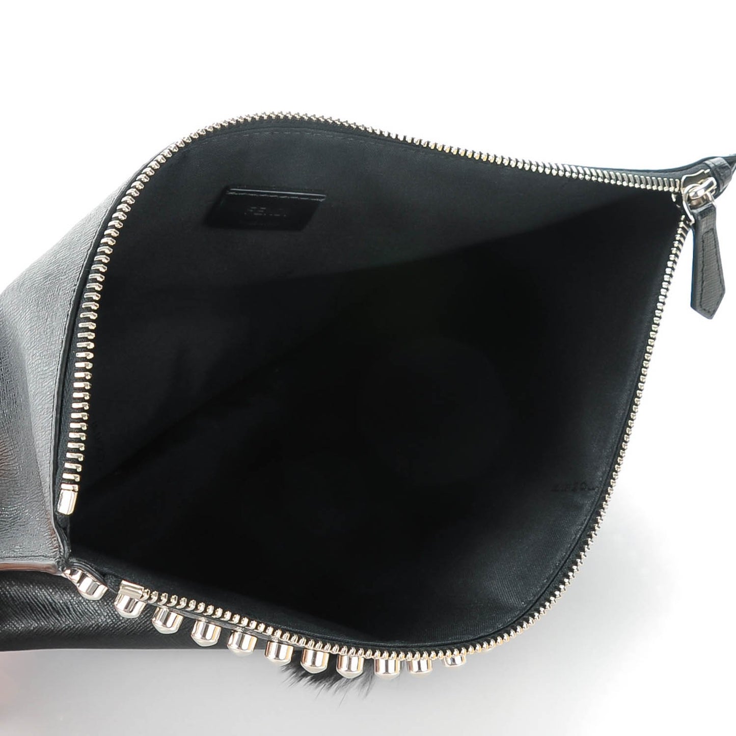 Vitello Elite Flamingo Mink Karlito Studded Pouch Black White Plaster