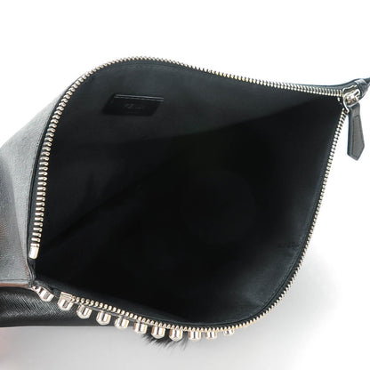 Fendi Vitello Elite Flamingo Mink Karlito Studded Pouch Black White Plaster 5 of 7