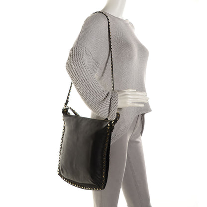 Valentino Garavani Vitello Small Rockstud Hobo Black 2 of 6