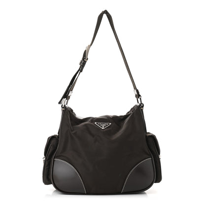 Prada Calfskin Tessuto Nylon Shoulder Bag Moro 1 of 9