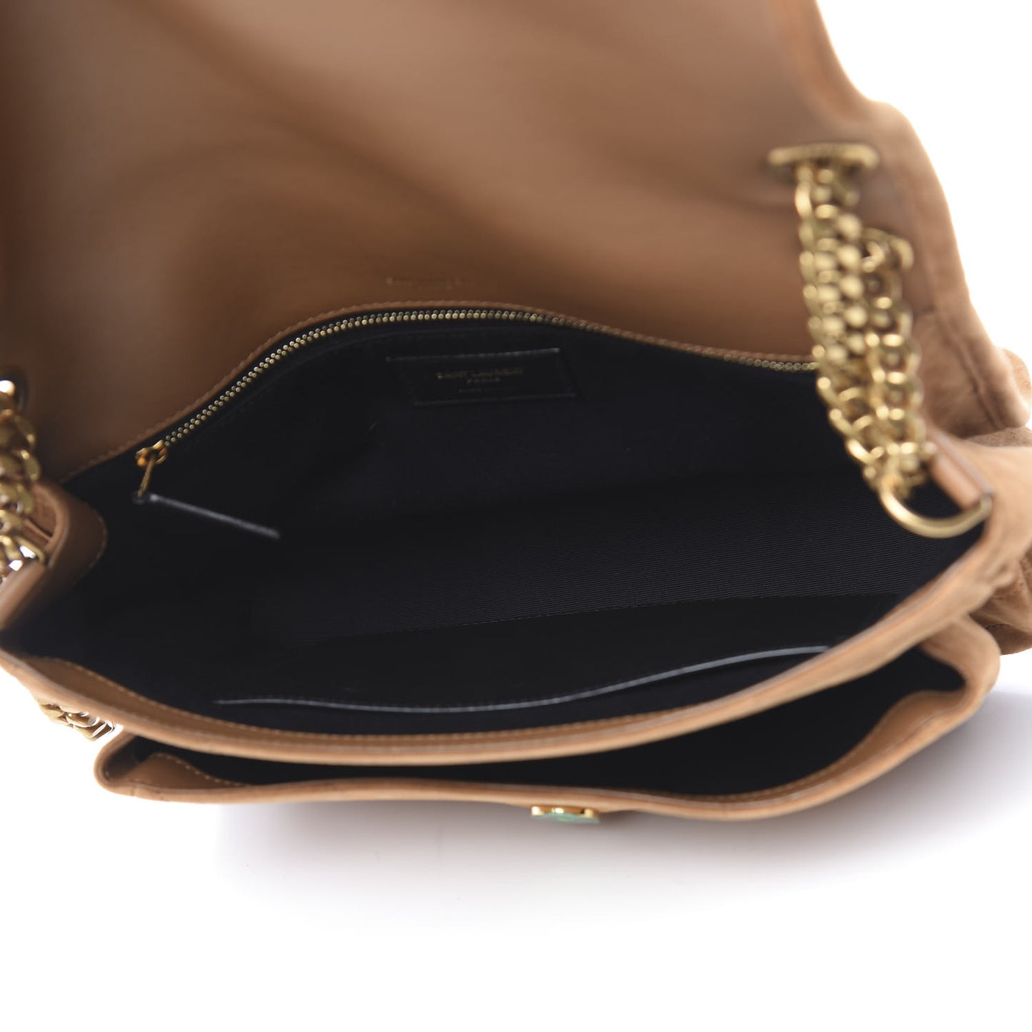 Suede Monogram Medium Niki Chain Satchel Cinnamon