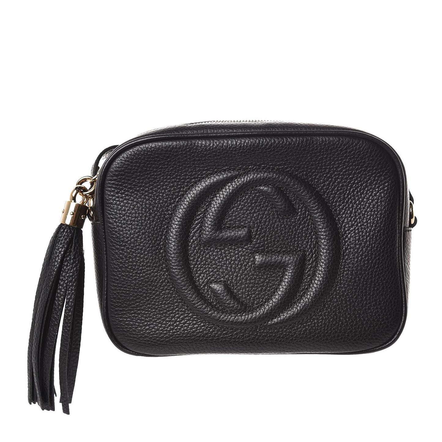 Pebbled Calfskin Small Soho Disco Bag Black