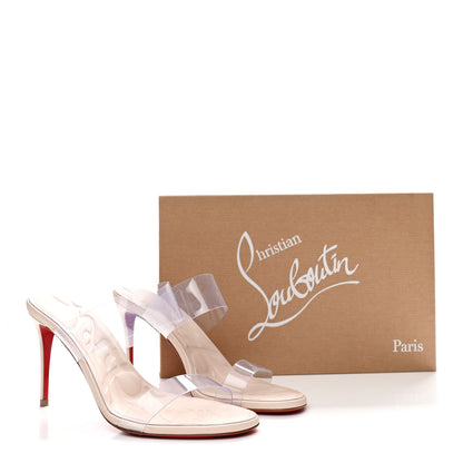 Christian Louboutin Patent PVC Just Nothing 85 Slide Sandals 37.5 Leche 10 of 10