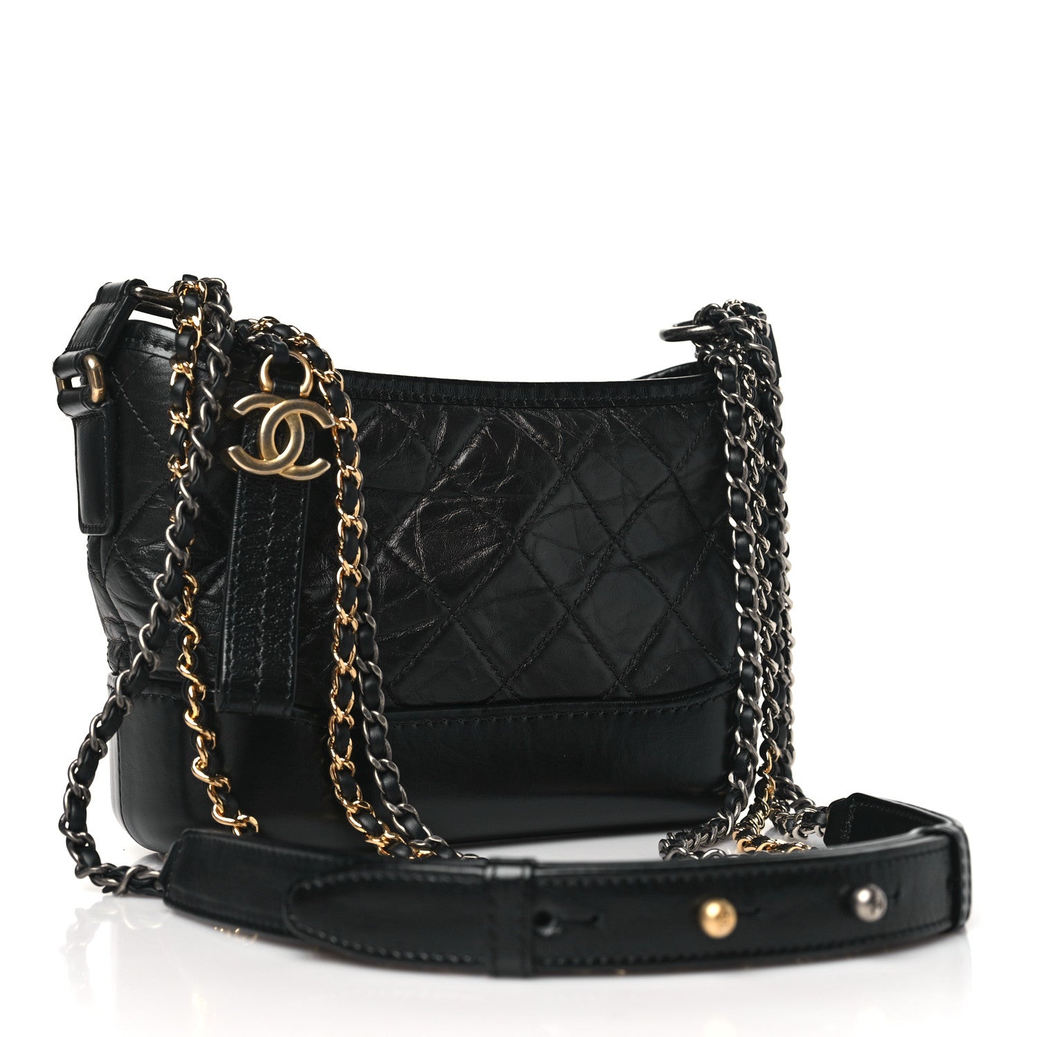 Chanel Aged Calfskin Quilted Small Gabrielle Hobo Black 3 of 10
