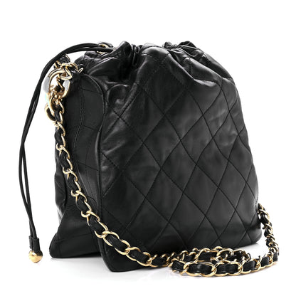 Chanel Lambskin Quilted Enamel Drawstring Bag Black Multicolor 2 of 10