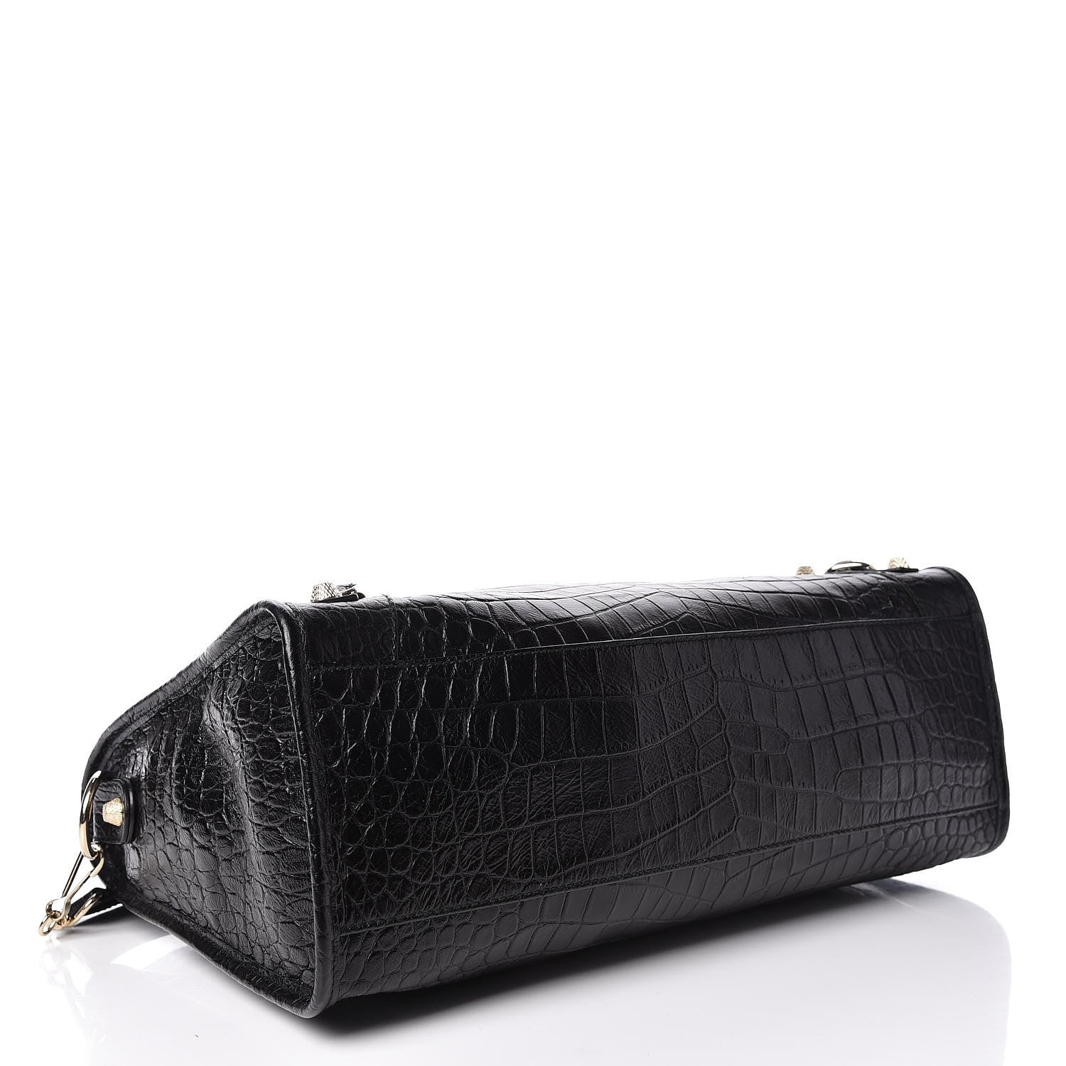 Balenciaga Calfskin Crocodile Embossed Giant 12 Gold Hardware City Black 4 of 9