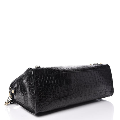 Balenciaga Calfskin Crocodile Embossed Giant 12 Gold Hardware City Black 4 of 9