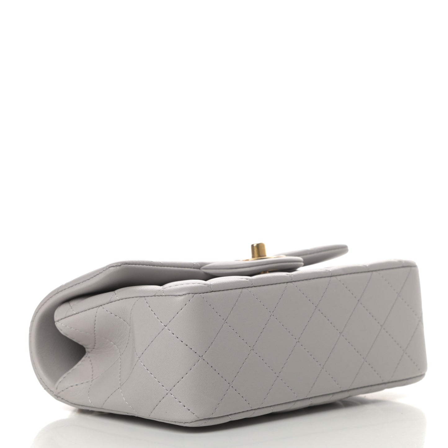 Lambskin Quilted Mini Top Handle Rectangular Flap Grey
