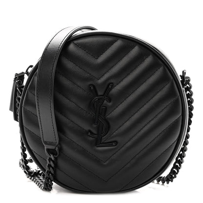 Saint Laurent Calfskin Matelasse Chevron Round Vinyle Camera Bag Black 1 of 9