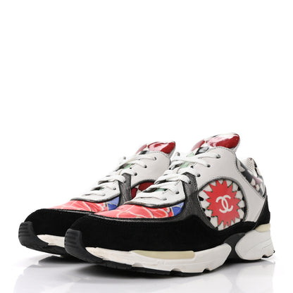 Chanel Vinyl Calfskin Suede Womens CC Sneakers 36.5 Multicolor 4 of 10