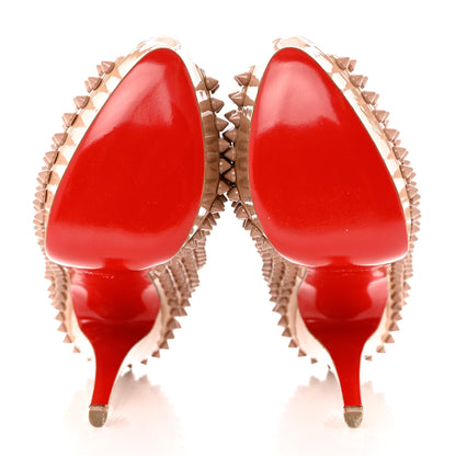 Christian Louboutin Patent Lady Peep Spikes 150 Pumps 37 Nude 7 of 10