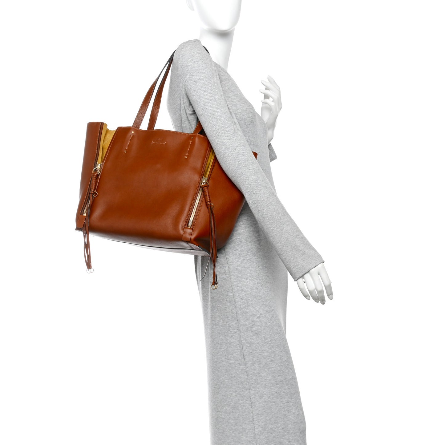 Smooth Calfskin Medium Milo Shopping Tote Caramel