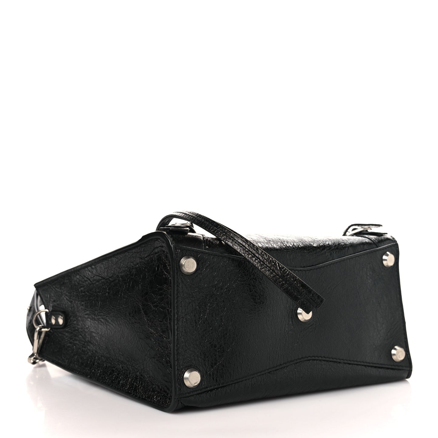 Agneau Arena Neo Classic Silver Hardware Medium Upside Down Tote Black