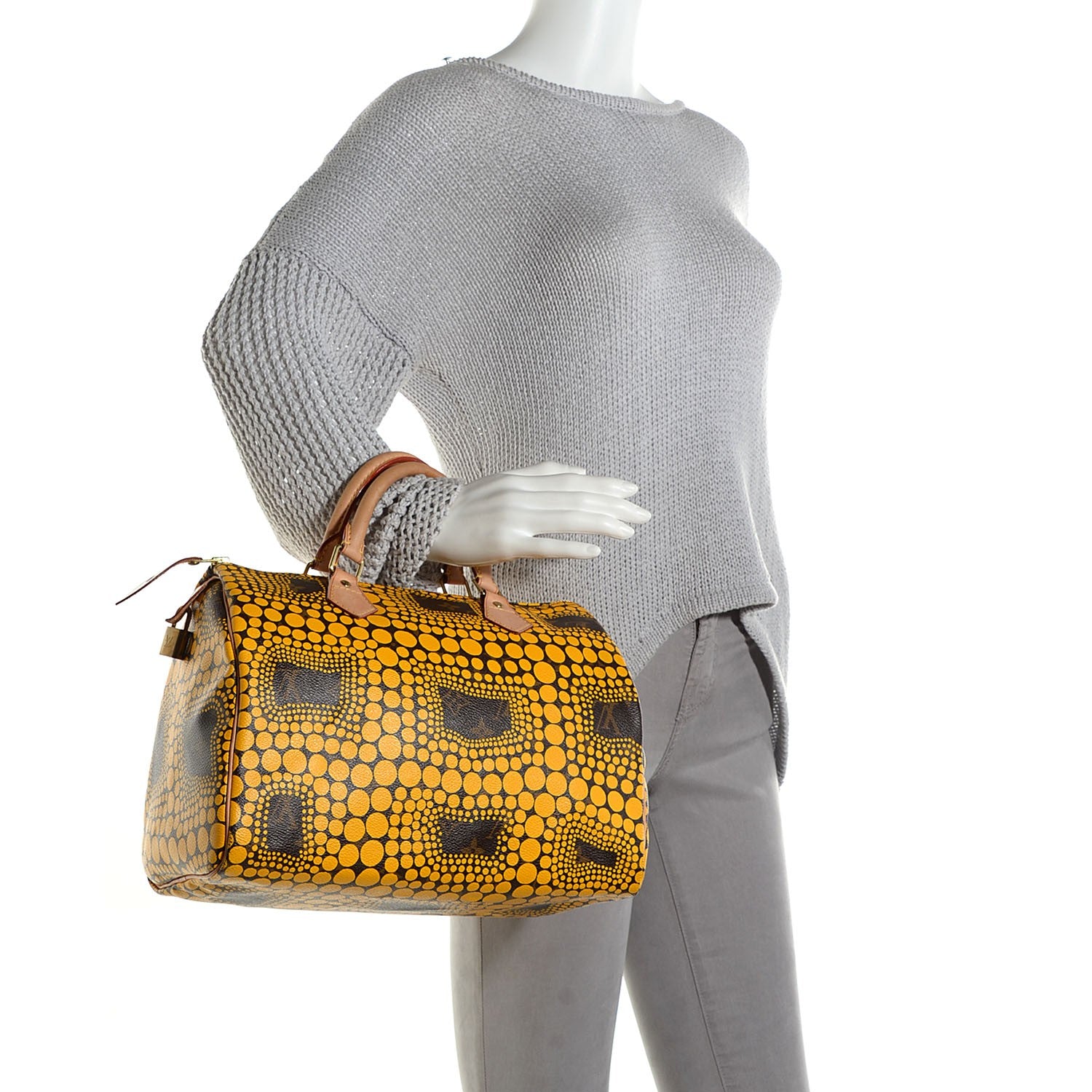 Louis Vuitton Monogram Kusama Town Speedy 30 Yellow 2 of 7