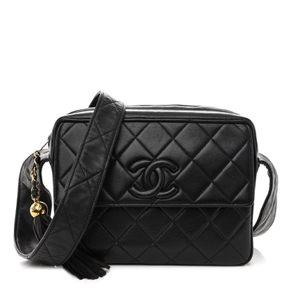 Chanel Lambskin Quilted Tassel Flap Camera Case Black 1 of 10