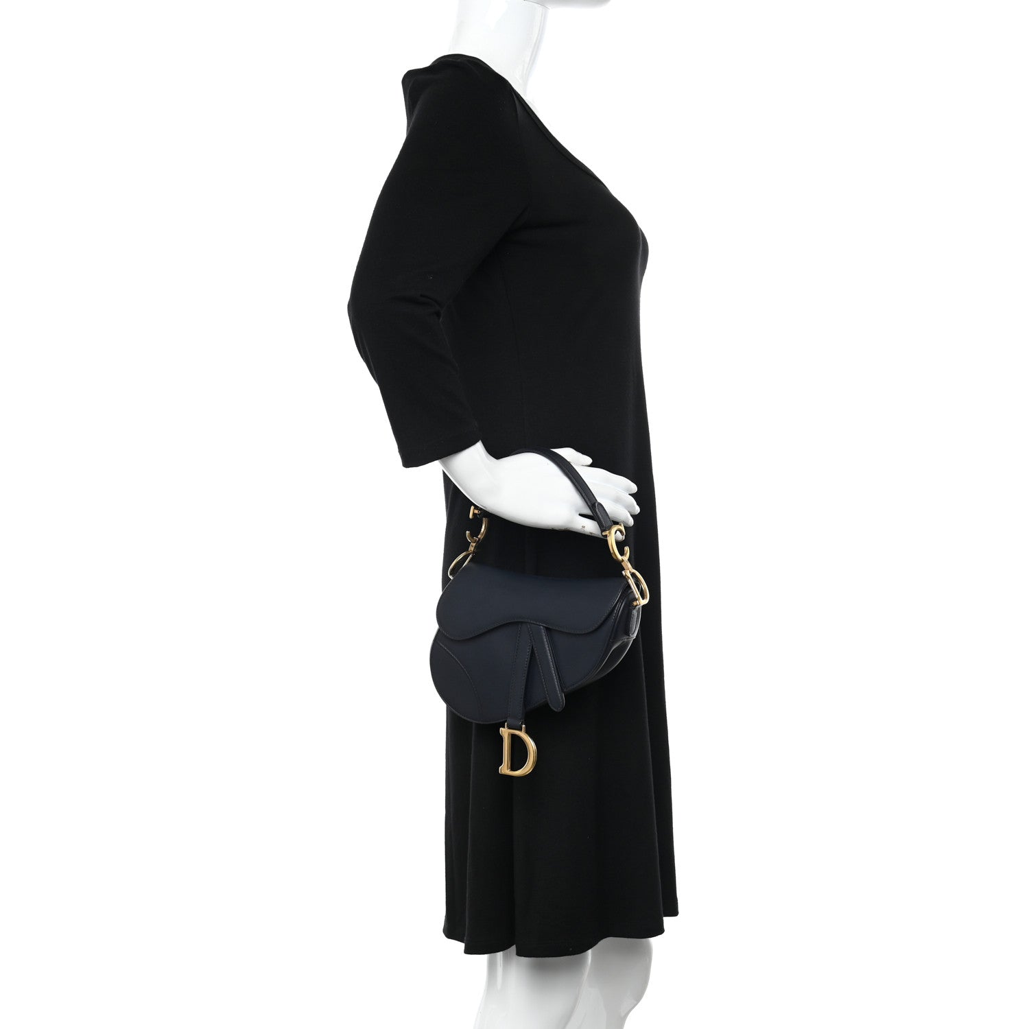 Christian Dior Grained Calfskin Mini Saddle Bag Navy 2 of 11