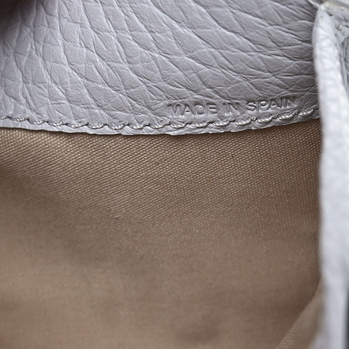 Grained Calfskin Alphabet Mini Trifold Wallet Light Cloud