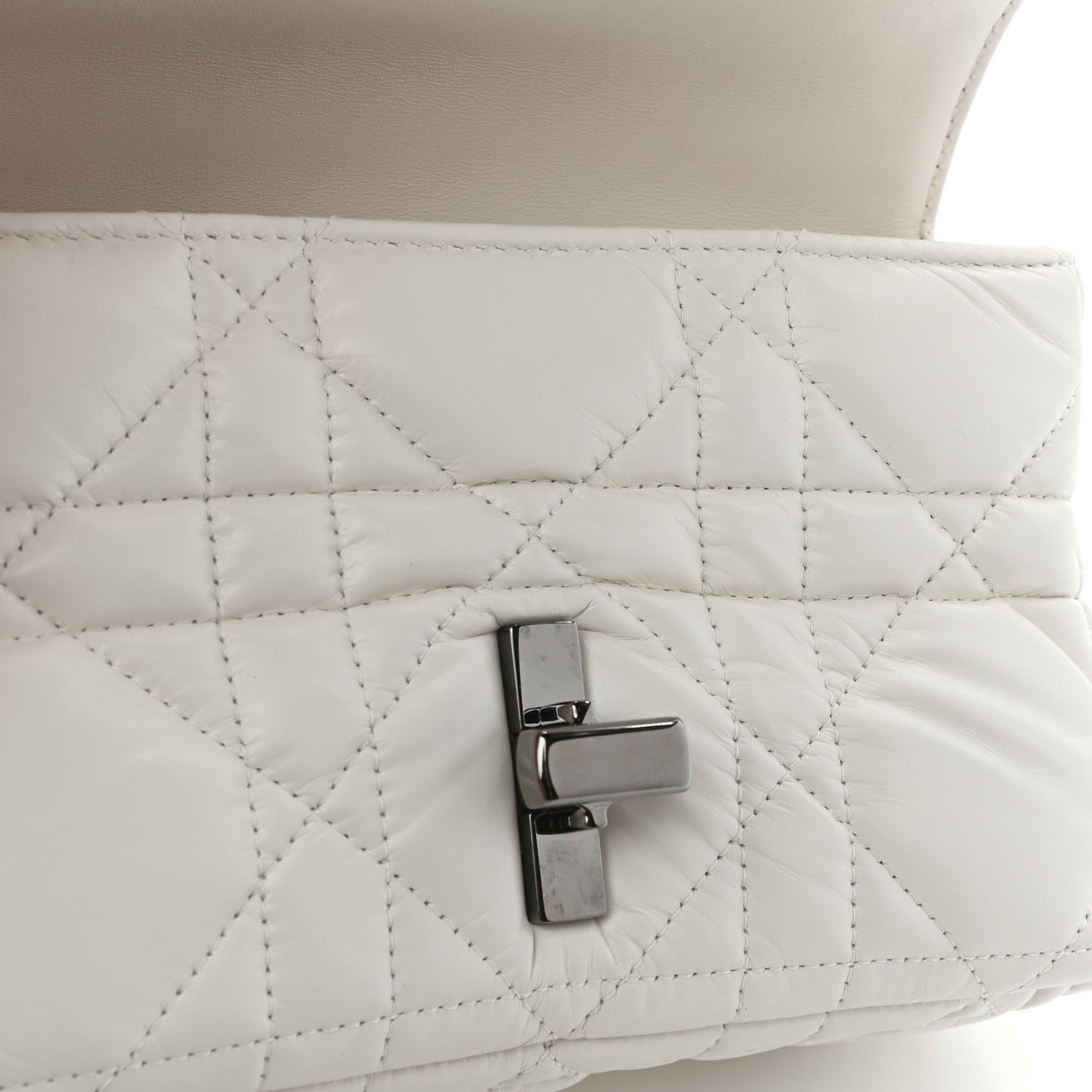 Lambskin Macrocannage Small Dior Caro Bag Ivory