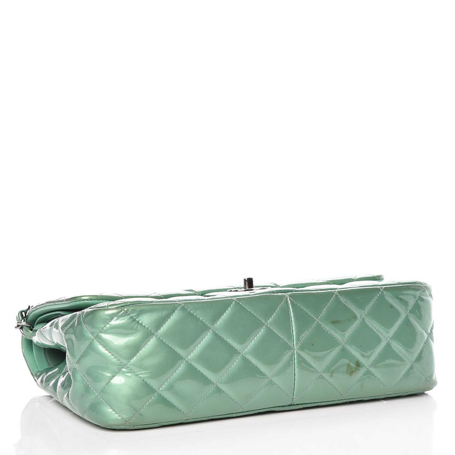 Patent Quilted Jumbo Double Flap Green