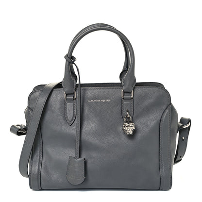 Alexander McQueen Pebbled Calfskin Small Skull Padlock Zip Around Tote Dark Grey 1 of 10