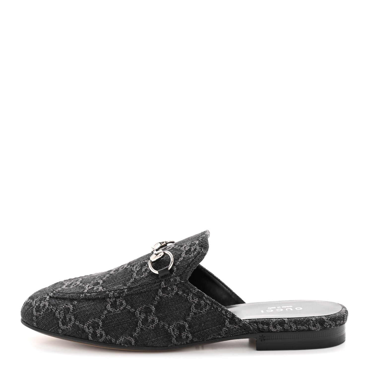 GUCCI ハイヒール デニム GG柄 36C スクウェアトュ モノグラム Gucci New Denim GG Malaga Kid Womens Princetown Slippers 36 Grey