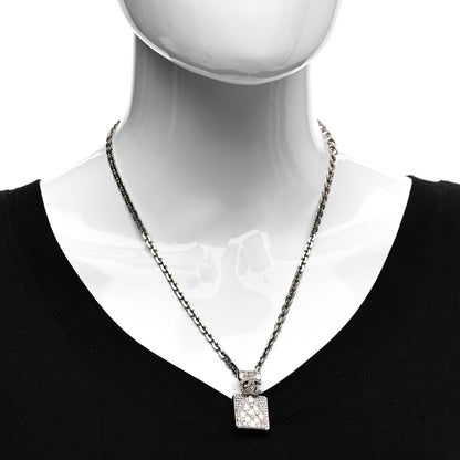 Chanel Metal Crystal CC Perfume Bottle Necklace Silver 2 of 4