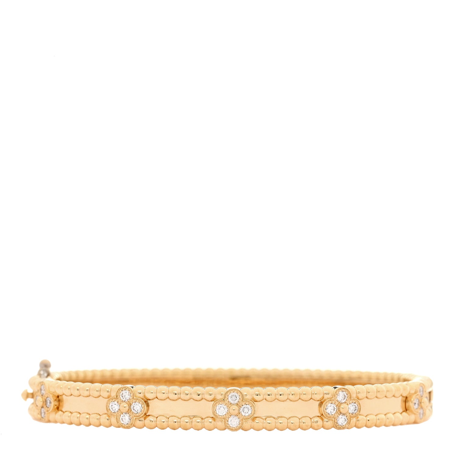Van Cleef & Arpels 18K Yellow Gold Diamond Perlee Sweet Clovers Bracelet XS 2 of 6