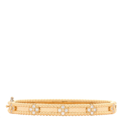 Van Cleef & Arpels 18K Yellow Gold Diamond Perlee Sweet Clovers Bracelet XS 2 of 6