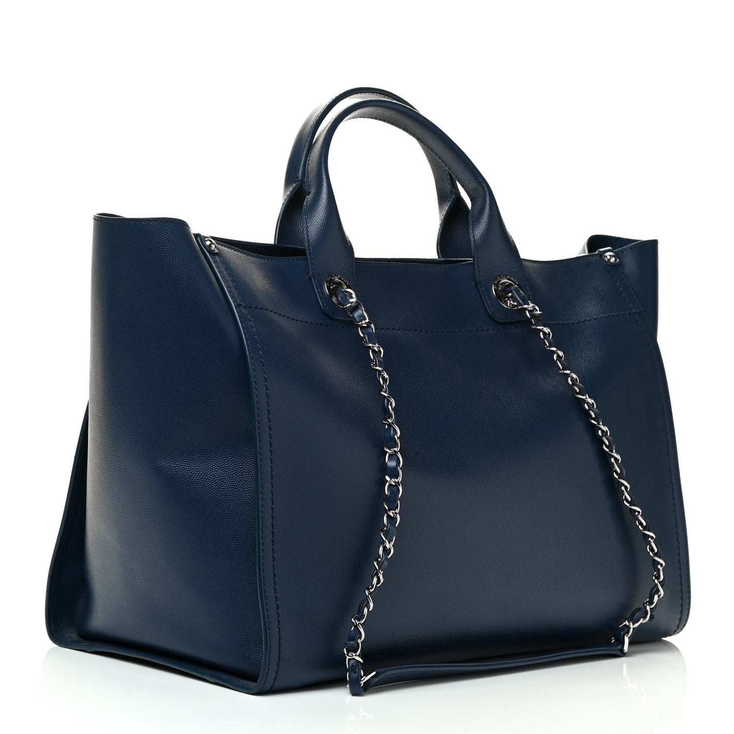 Caviar Medium Studded Deauville Tote Blue