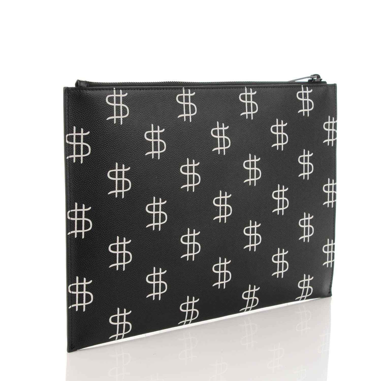 Saint Laurent Grain de Poudre Dollar Print iPad Rider Pouch Black White 3 of 7