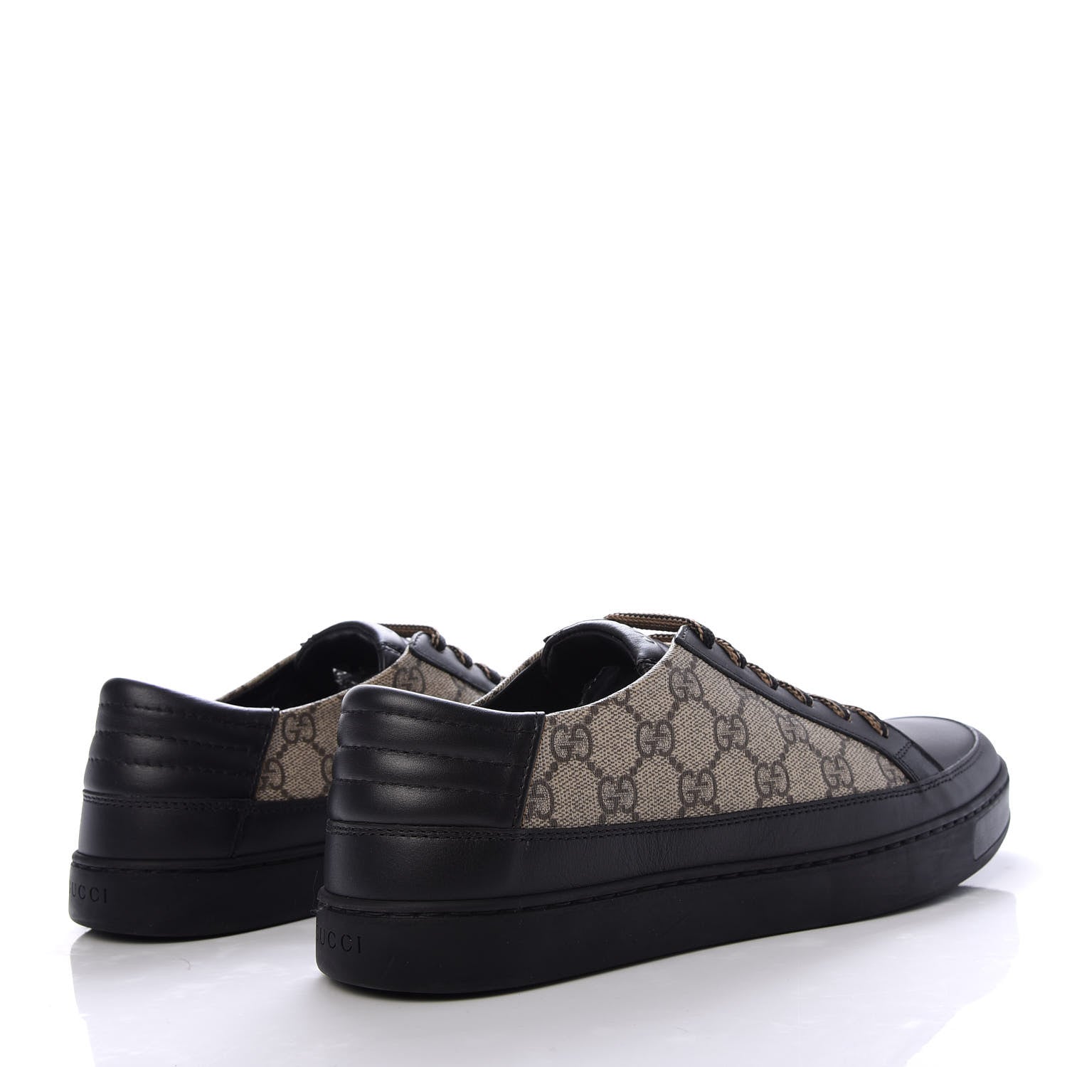 Gucci GG Supreme Monogram Mens Low Top Sneakers 9.5 Black Beige Ebony 4 of 10