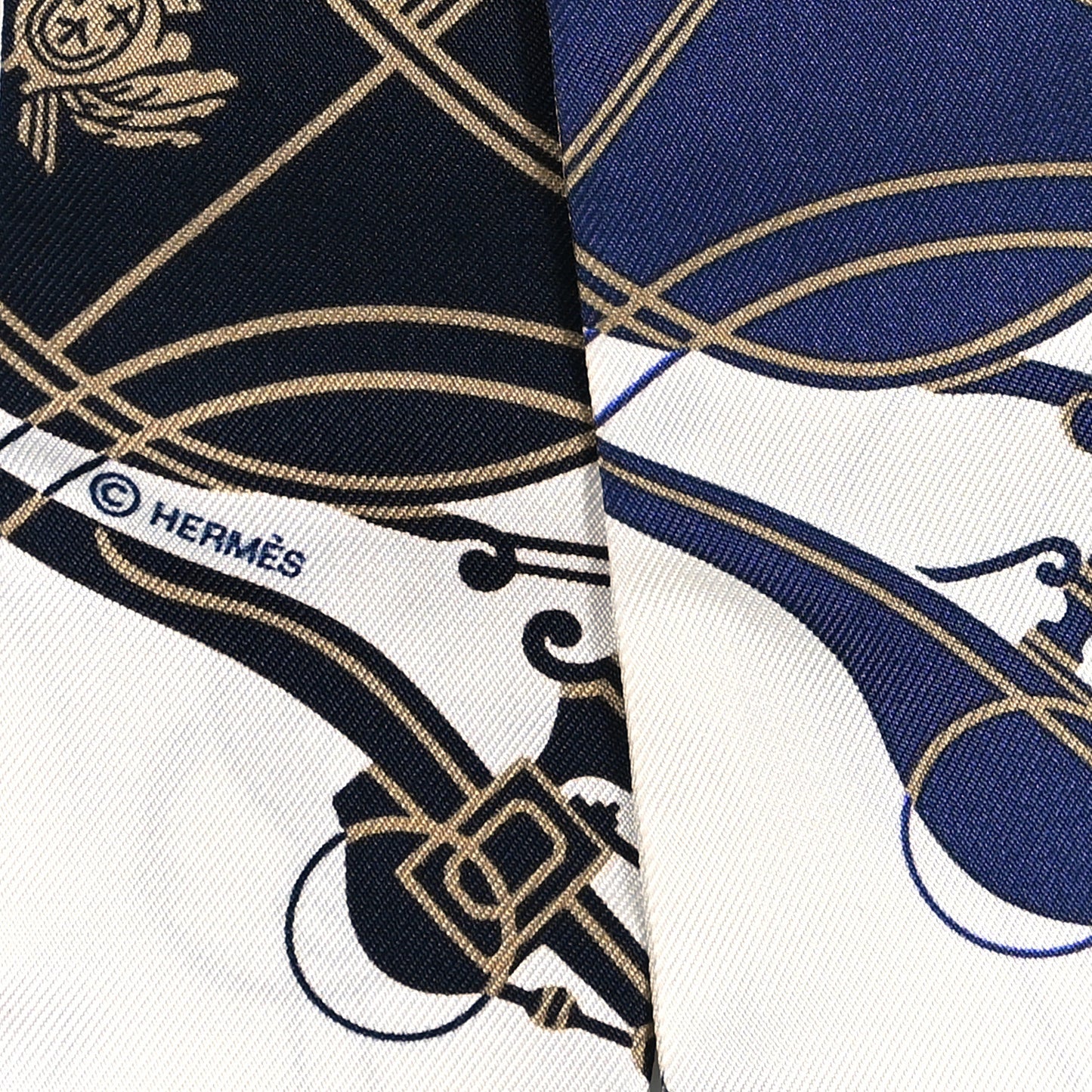 Silk Ex-Libris Twilly White Marine Gris