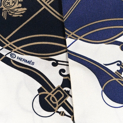 Hermes Silk Ex-Libris Twilly White Marine Gris 3 of 3