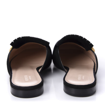 Gucci Kid Scamosciato GG Marmont Fringe Slippers 39 Black 6 of 9