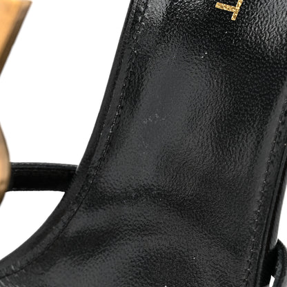 Saint Laurent Calfskin Cassandra 110 Sandals 38.5 Black Gold 9 of 10