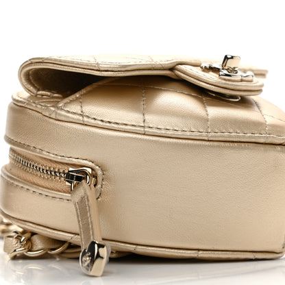 Chanel Metallic Lambskin Quilted CC In Love Heart Waist Belt Bag With Chain Gold 9 of 12