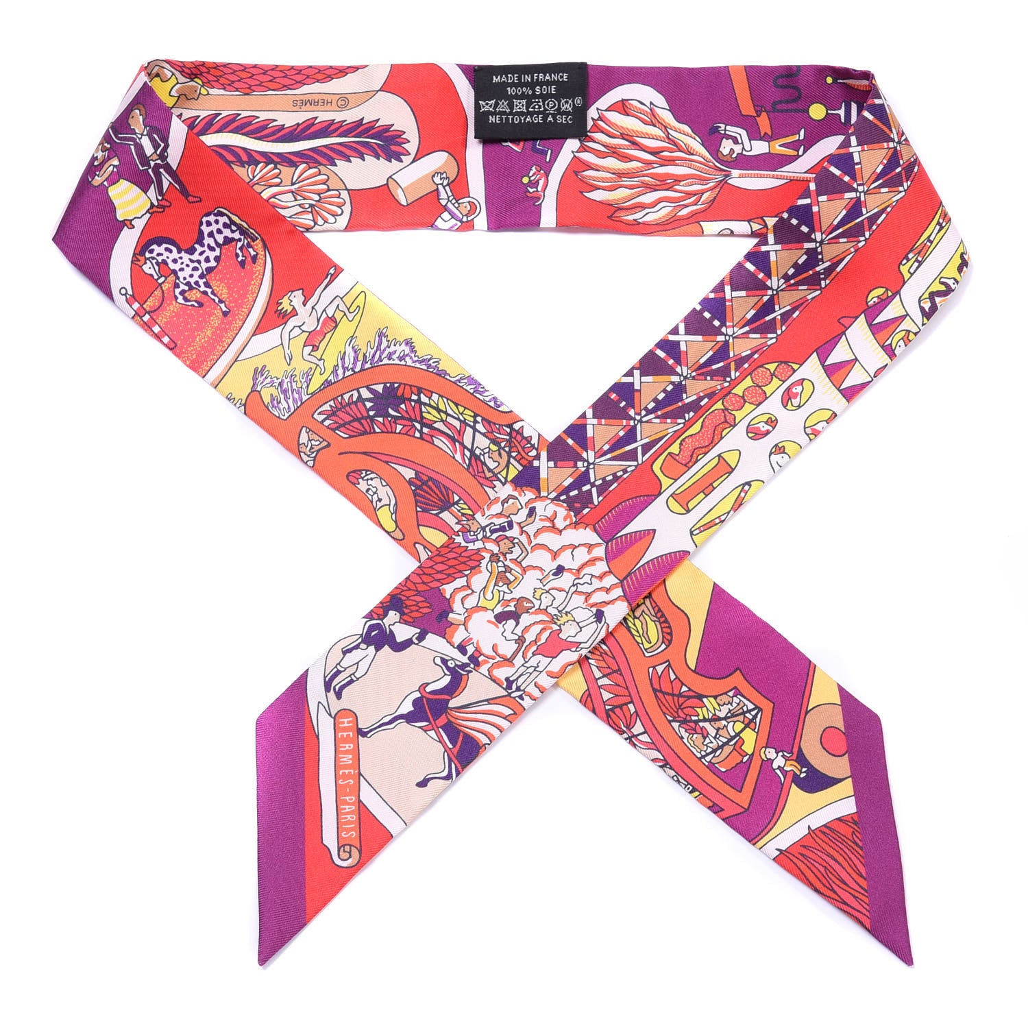Hermes Silk Exposition Universelle Twilly Rouge Violet Jaune 1 of 4