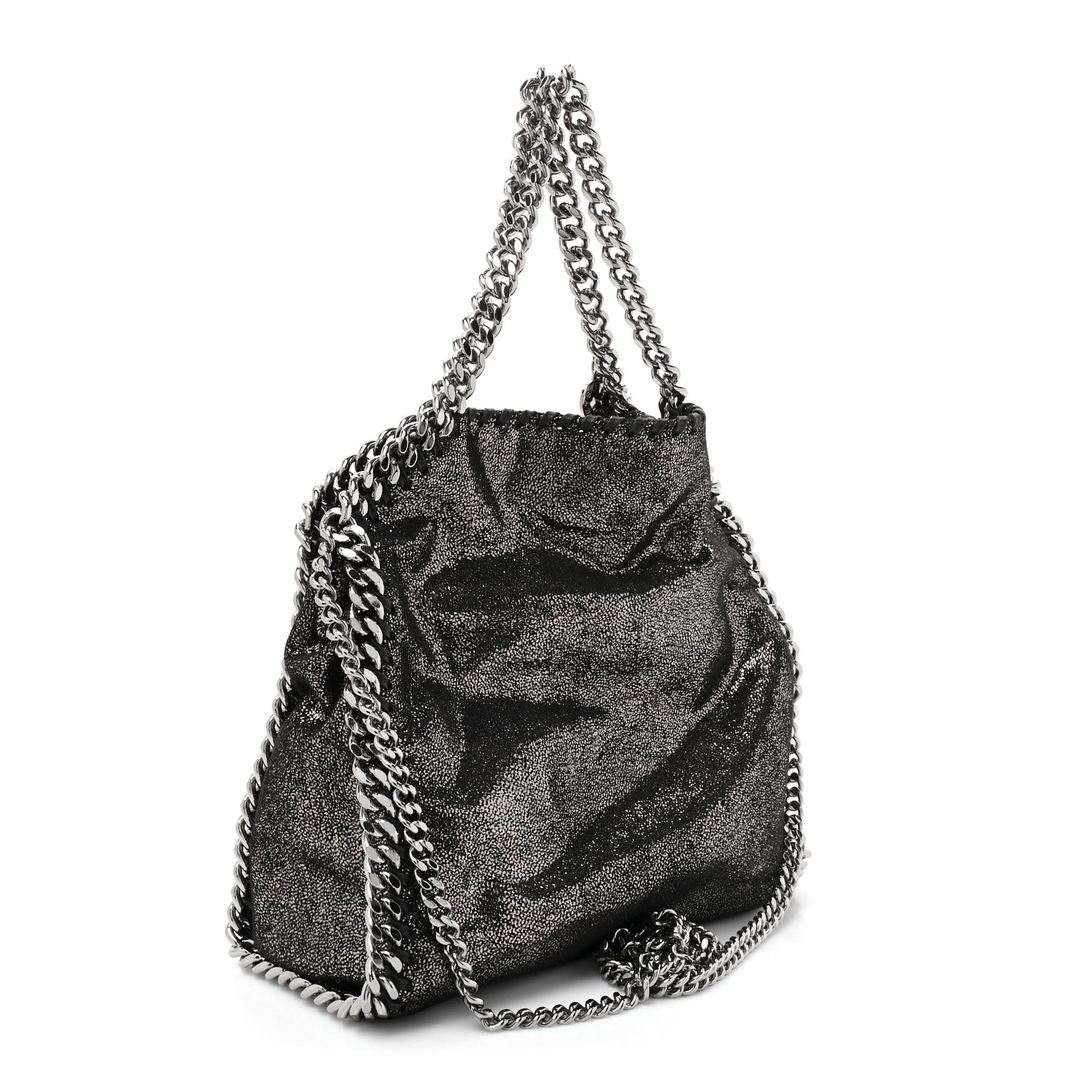 Stella McCartney Chamois Shiny Dotted Mini Falabella Fold Over Tote Ruthenium 3 of 8