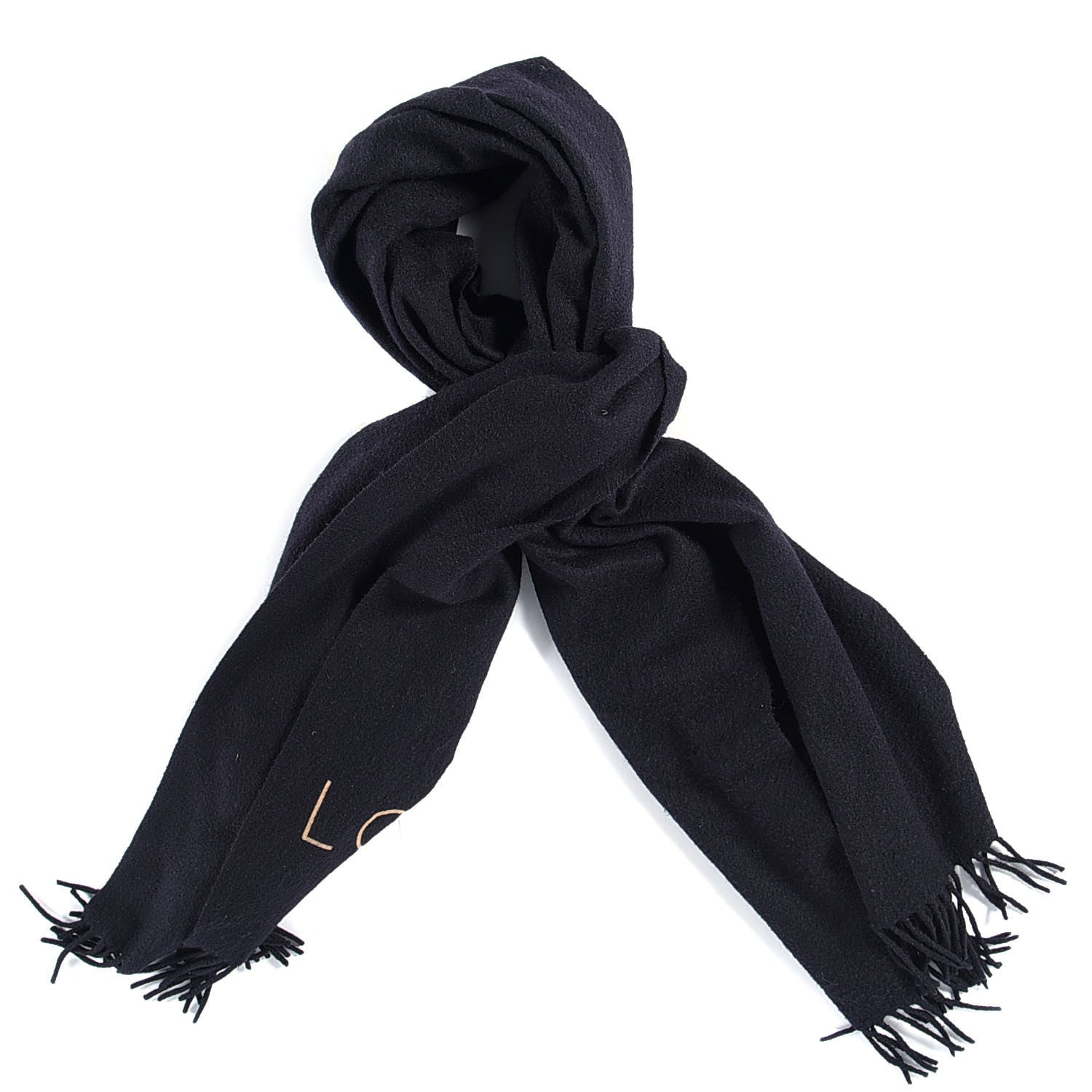 Louis Vuitton Cashmere Logo Scarf Black 1 of 3
