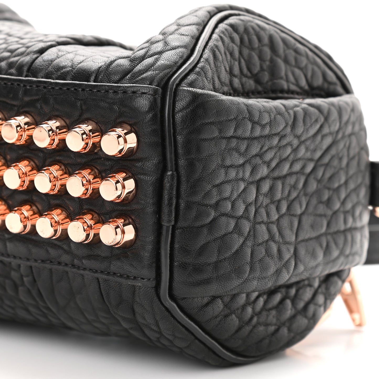 Pebbled Lambskin Mini Rockie Black Rose Gold Hardware