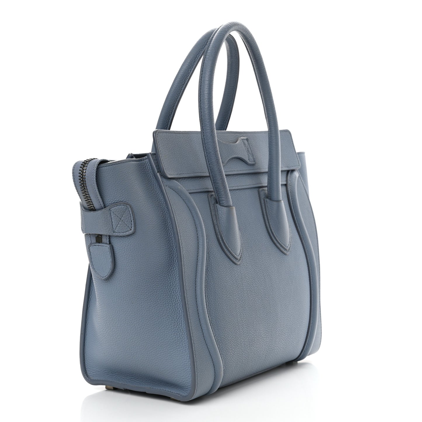 Drummed Calfskin Micro Luggage Medium Blue