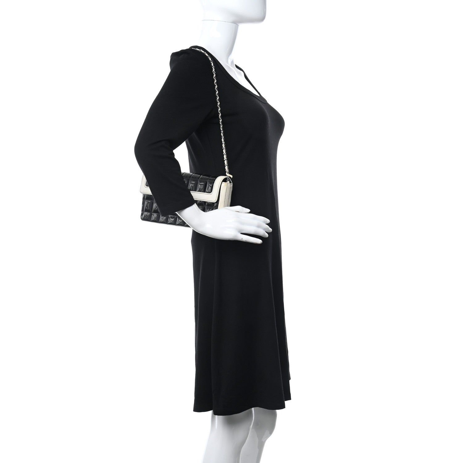 Chanel Patent Lambskin East West Chocolate Bar Flap Black White 2 of 12
