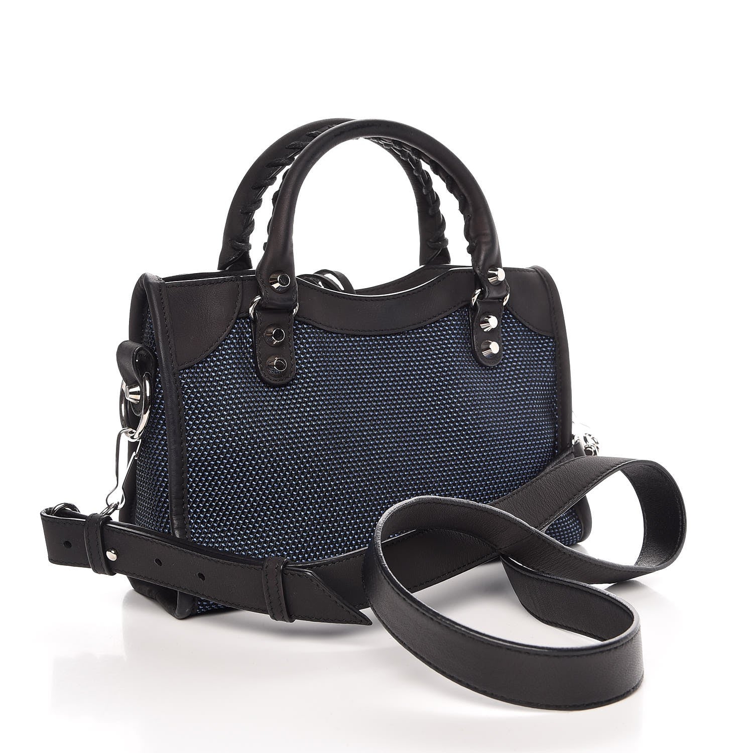 Balenciaga Mesh Arena Classic Silver Hardware Mini City Black Navy Orange 4 of 8