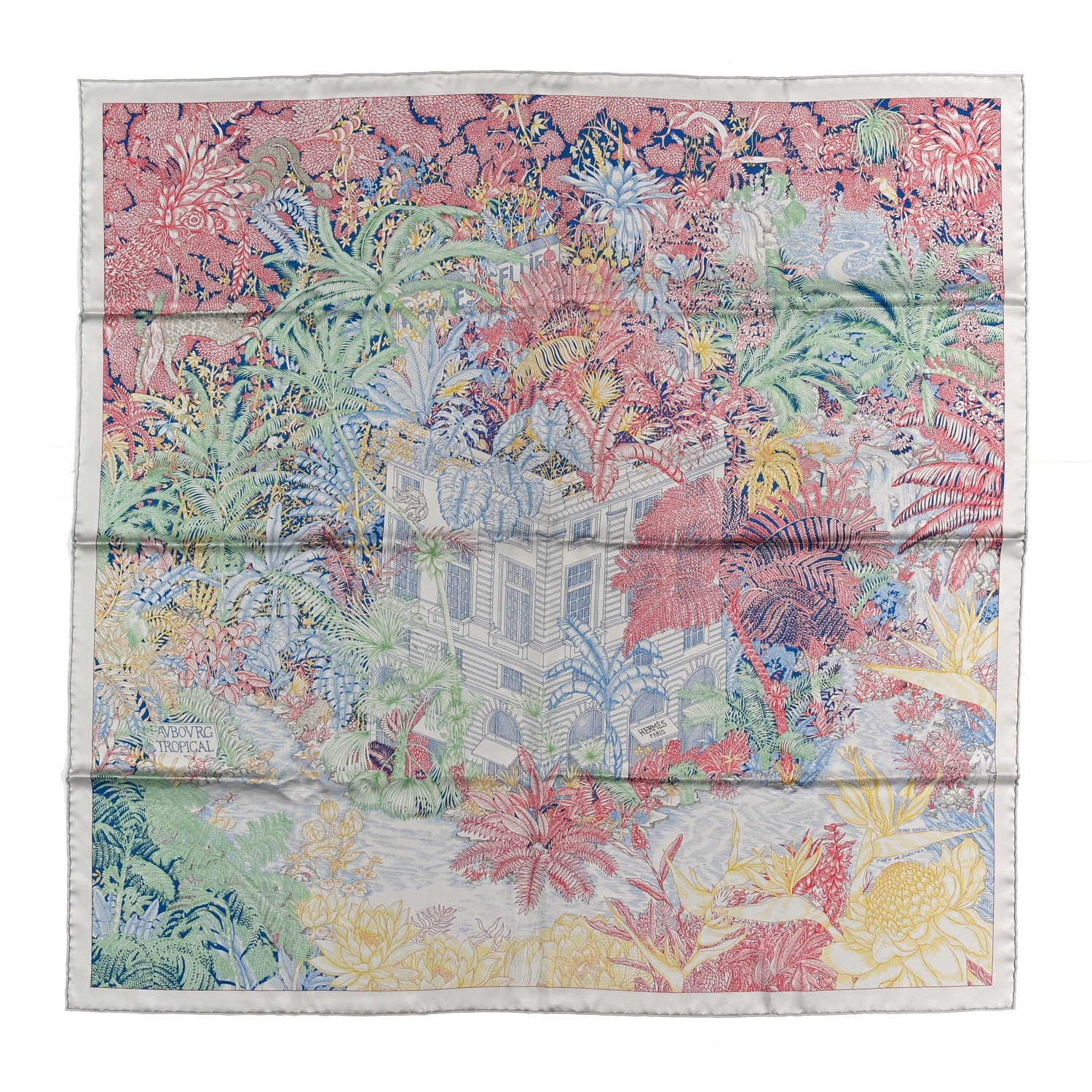 Hermes Silk Faubourg Tropical Scarf 90 Pierre Rose Multicolor 1 of 4